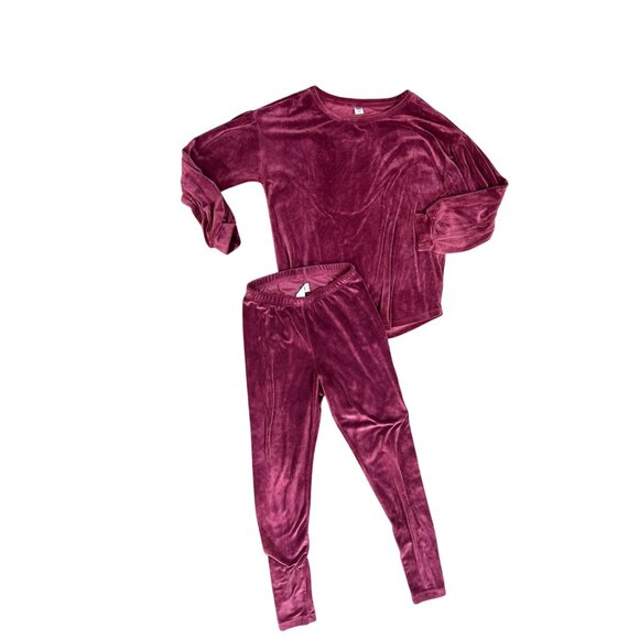 Old Navy Velvet 2 Piece Lounge Set in Red Raspberry Size Small/Medium - Picture 2 of 7